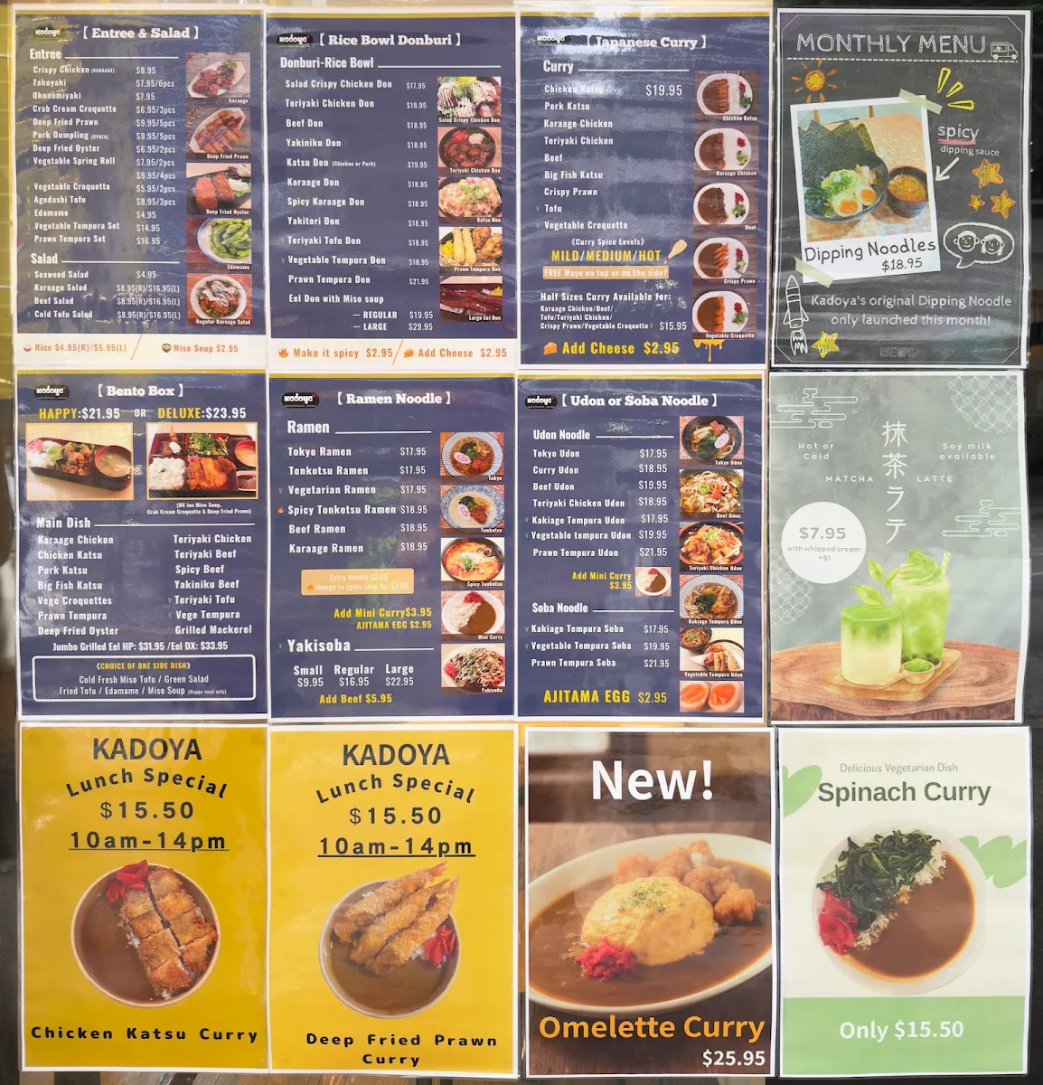 Menu, Kadoya Japanese Restaurant