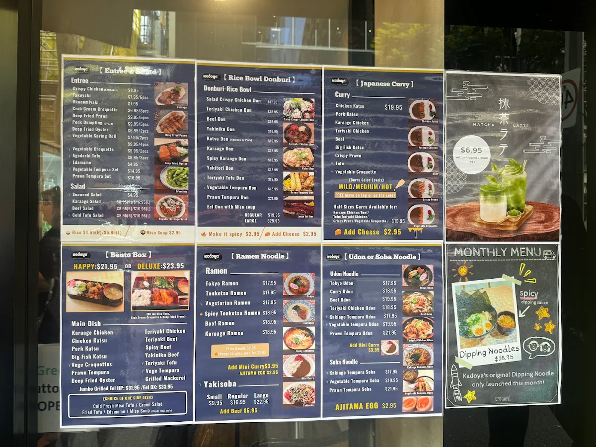 Menu, Kadoya Japanese Restaurant