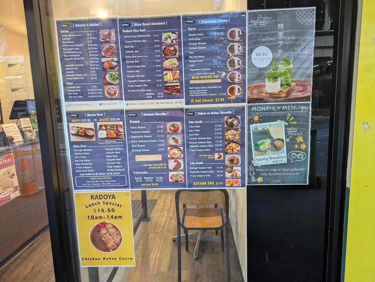 Menu, Kadoya Japanese Restaurant