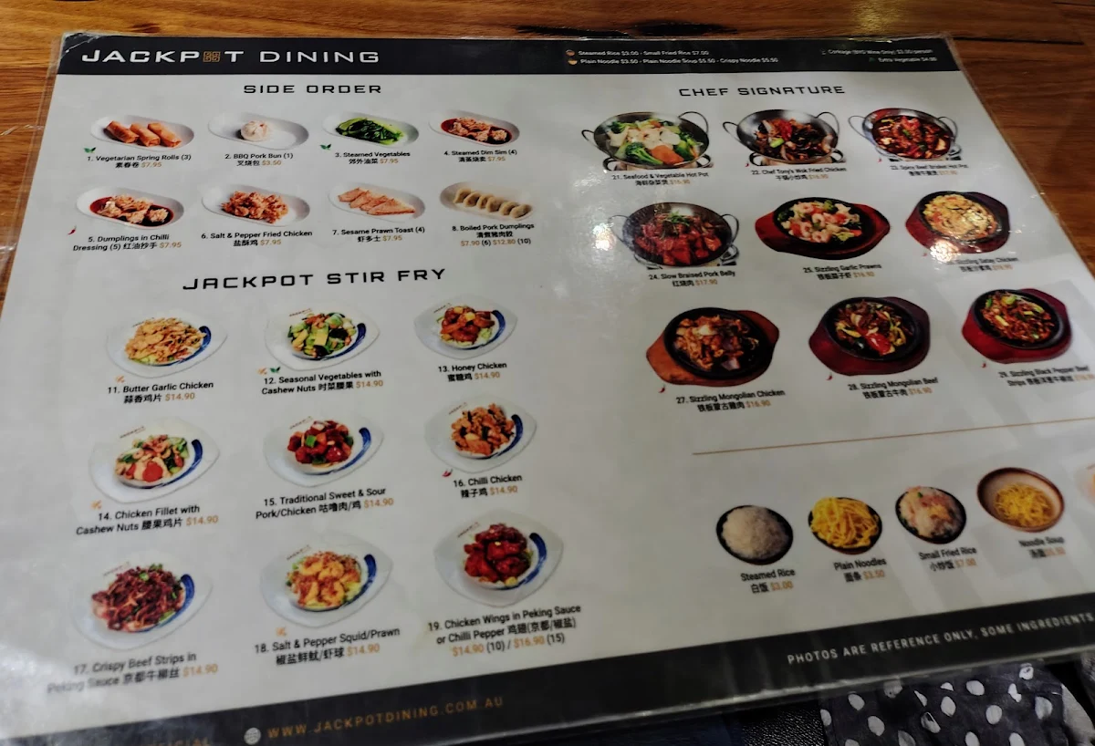 Menu, Jackpot Dining
