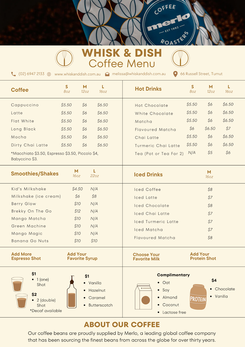 Menu, Whisk and Dish