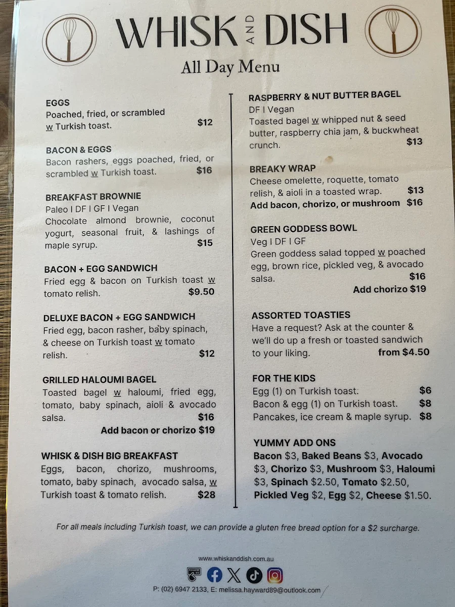 Menu, Whisk and Dish