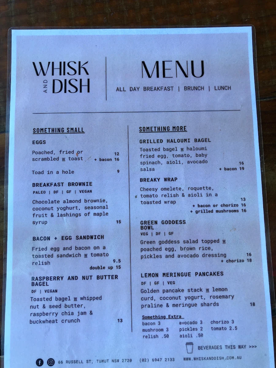Menu, Whisk and Dish