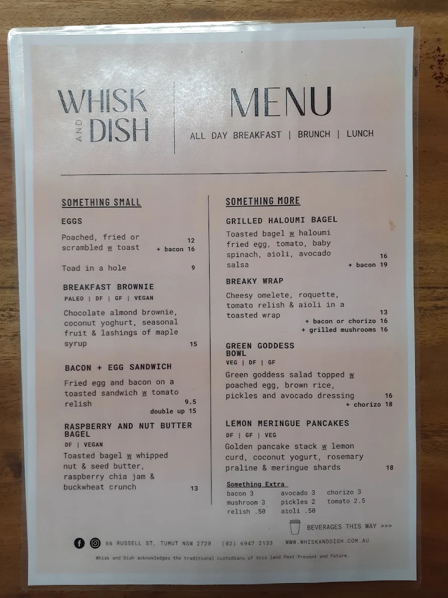Menu, Whisk and Dish