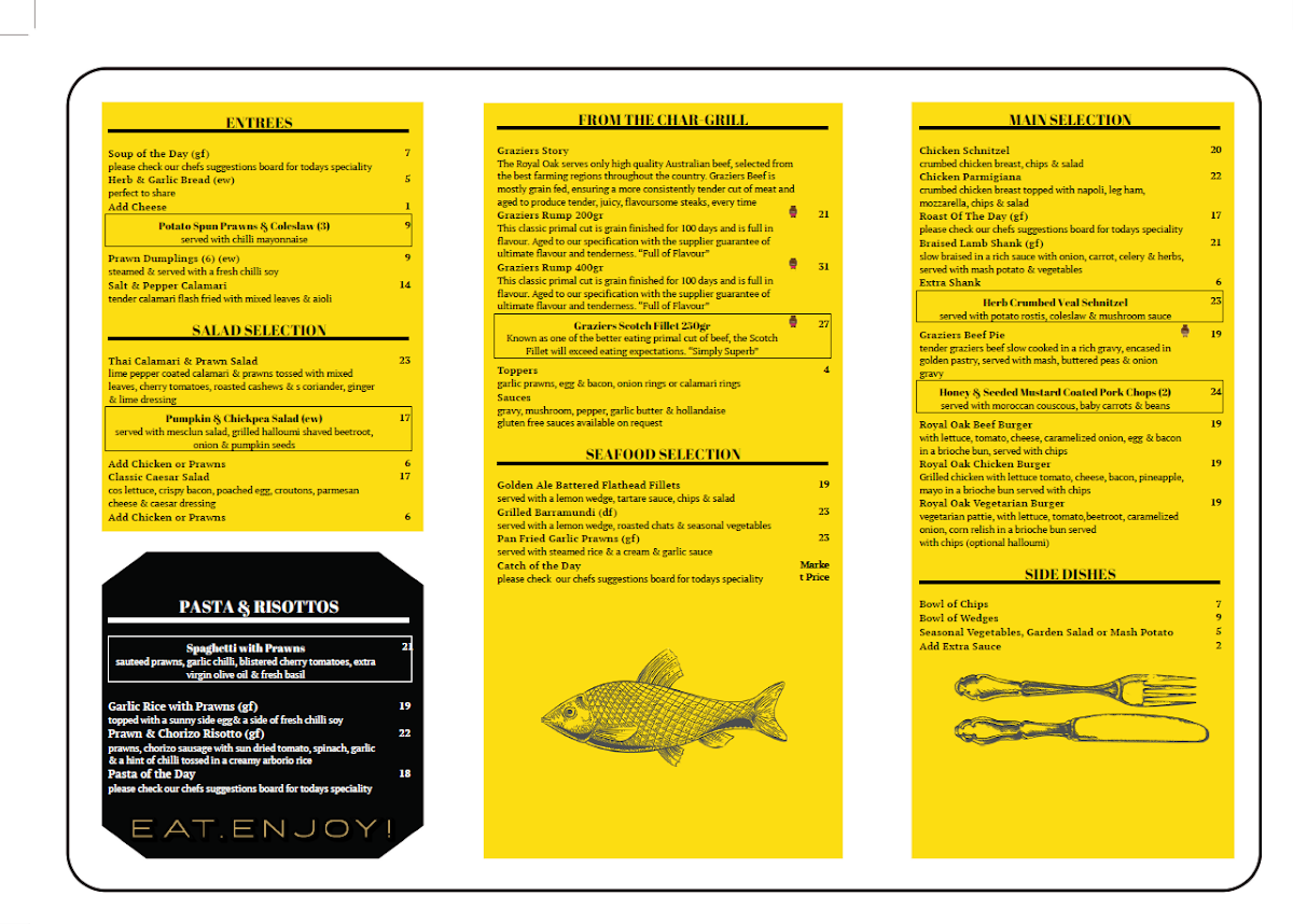 Menu, Royal Oak
