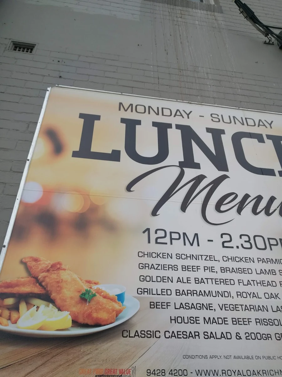Menu, Royal Oak