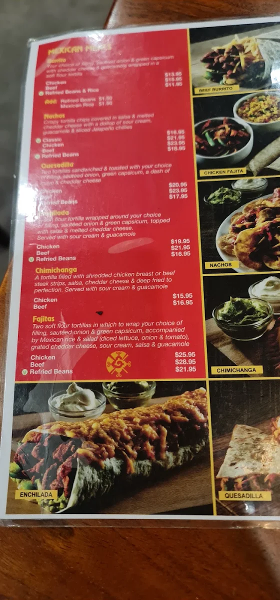 Menu, Mochachos Kingston