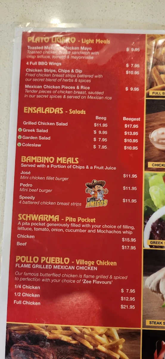 Menu, Mochachos Kingston