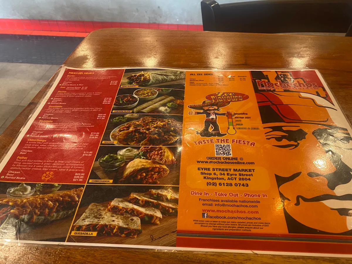 Menu, Mochachos Kingston