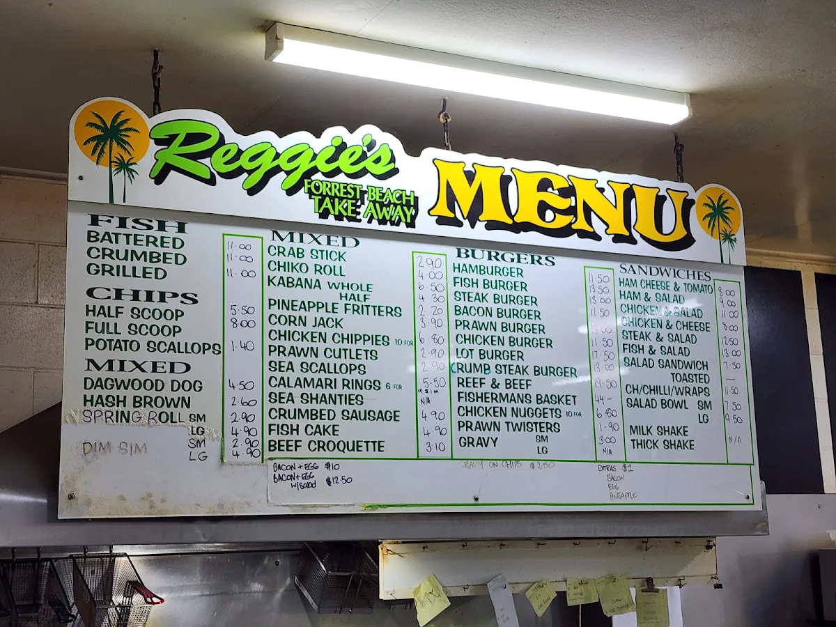 Menu, Forrest Beach Takeaway