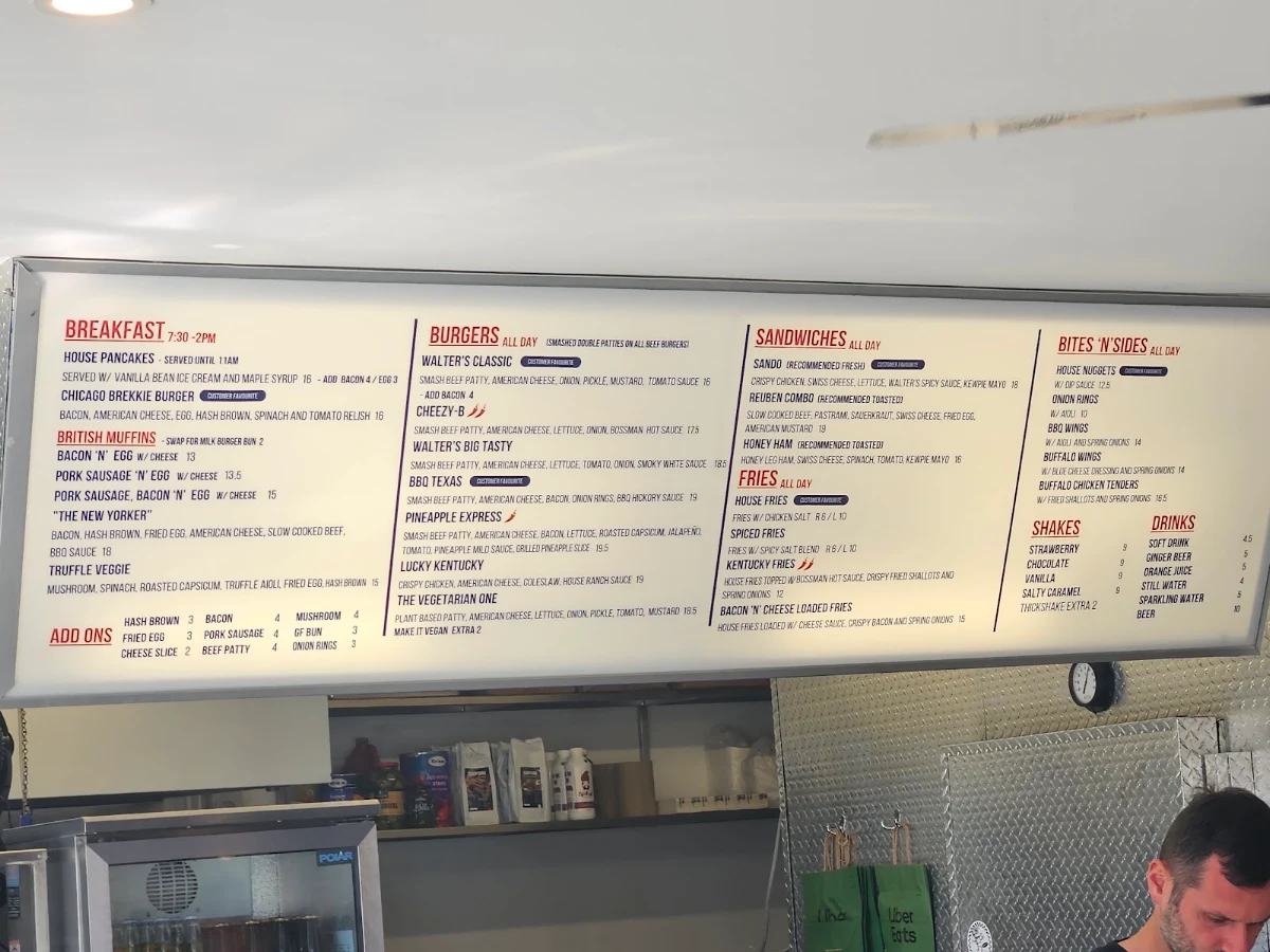 Menu, Walter's Diner