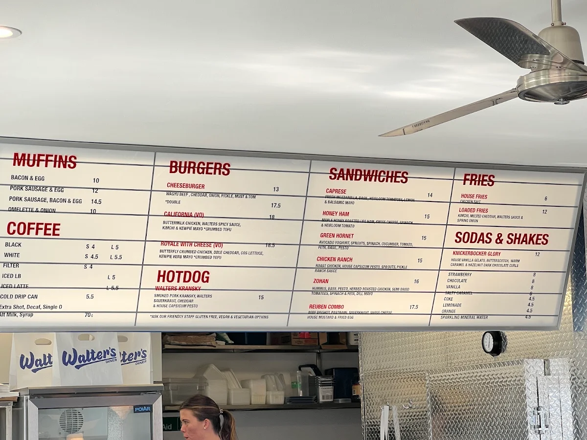 Menu, Walter's Diner