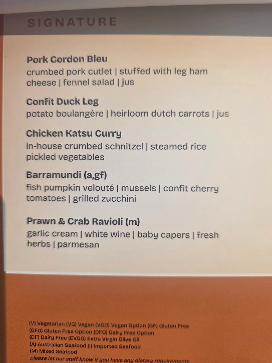 Menu, Pottsville Tavern