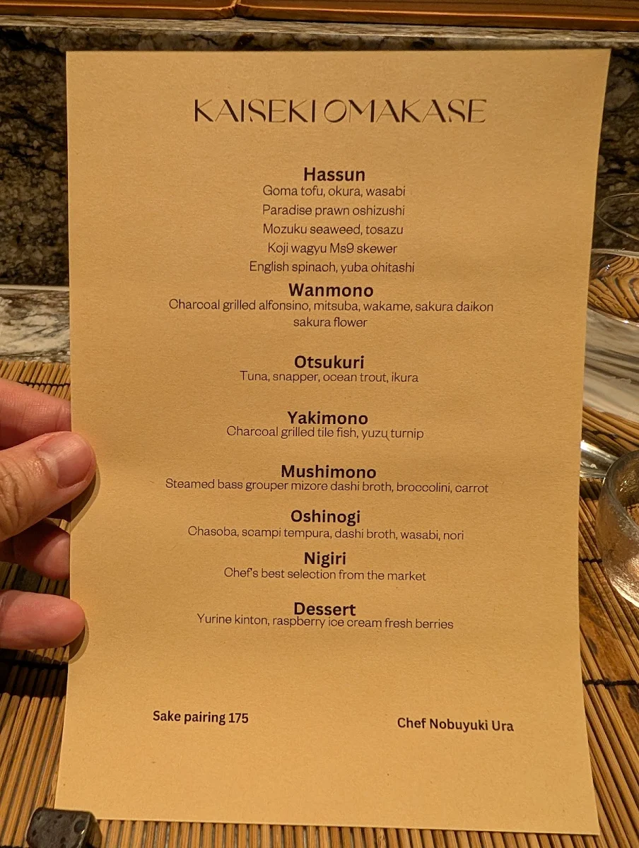Menu, Ora Restaurant
