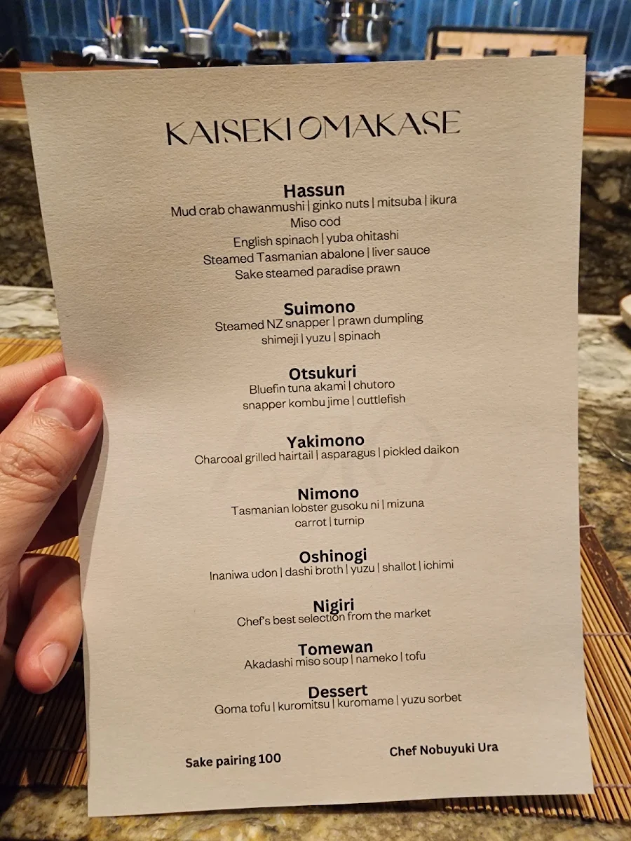Menu, Ora Restaurant