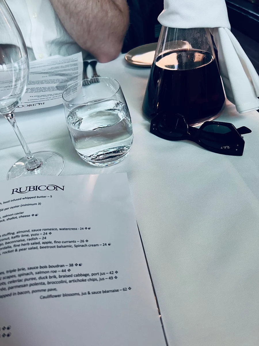 Menu, Rubicon Restaurant