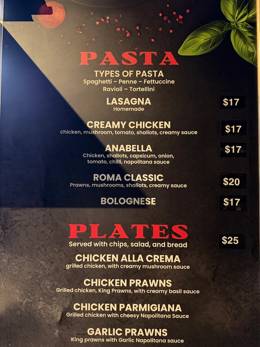 Menu, Baba Medo’z Pizza