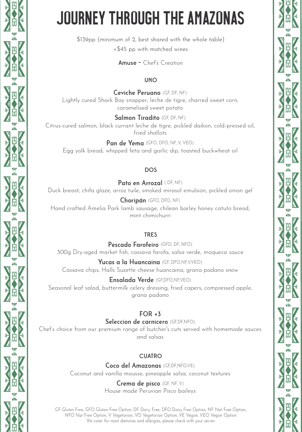 Menu, UMA Restaurant