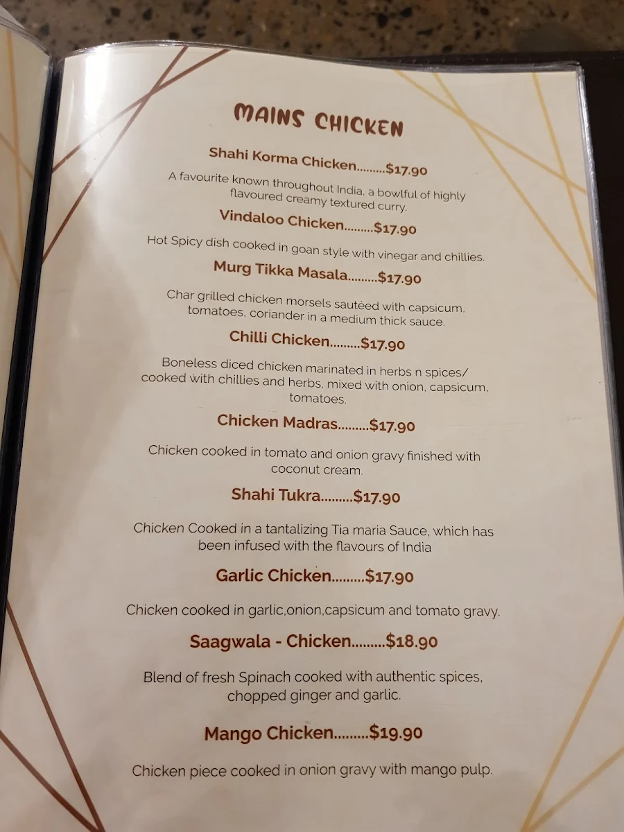 Menu, Haldi Indian Restaurant
