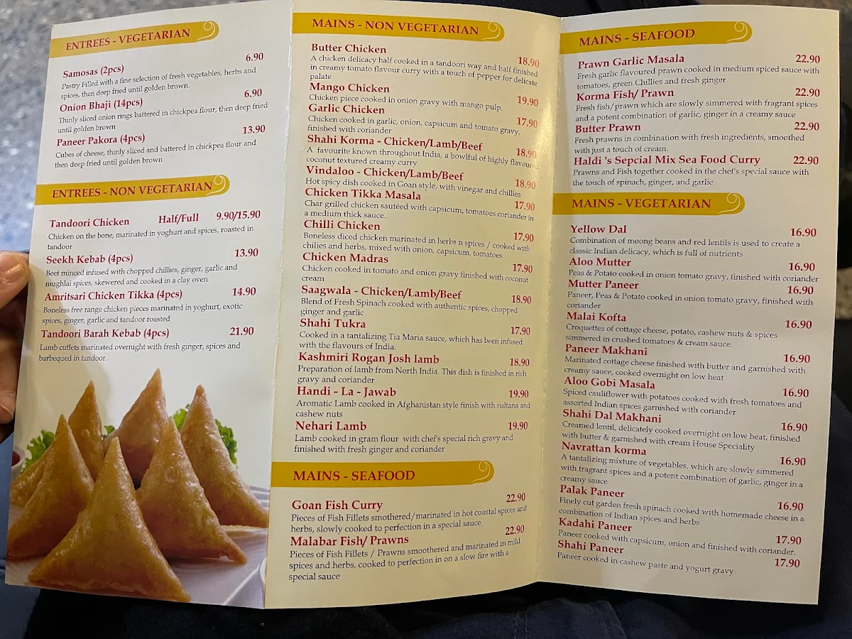Menu, Haldi Indian Restaurant