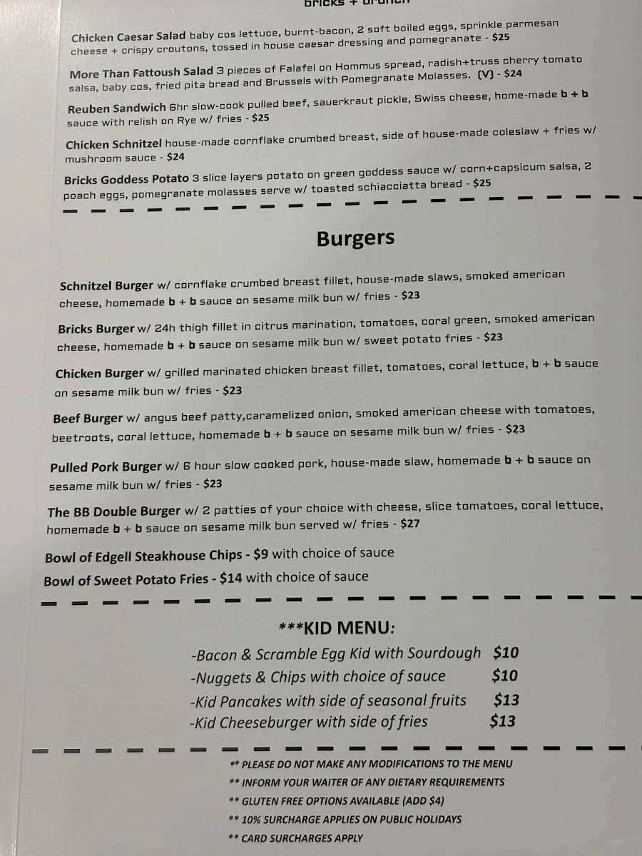 Menu, Bricks & Brunch