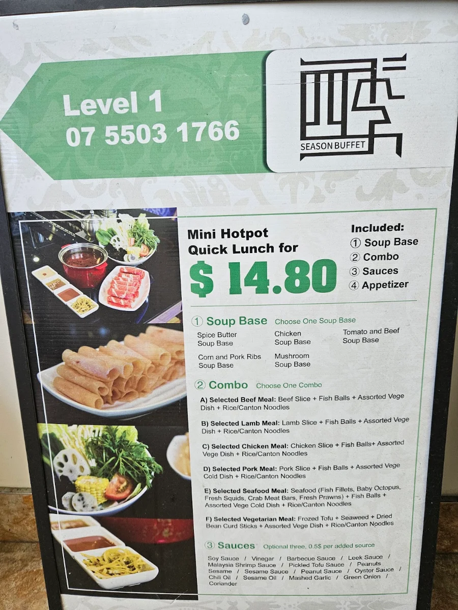 Menu, Season Buffet