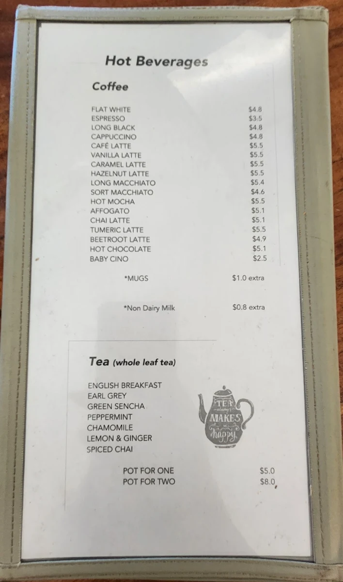 Menu, Walters River Café