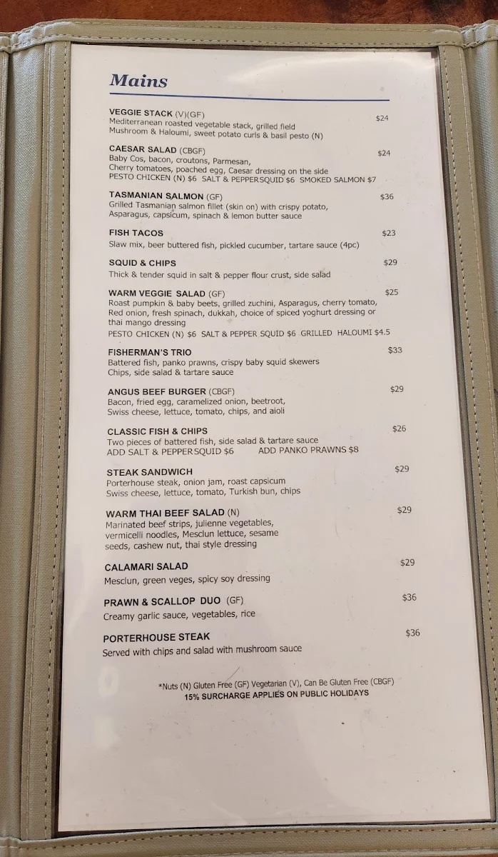Menu, Walters River Café