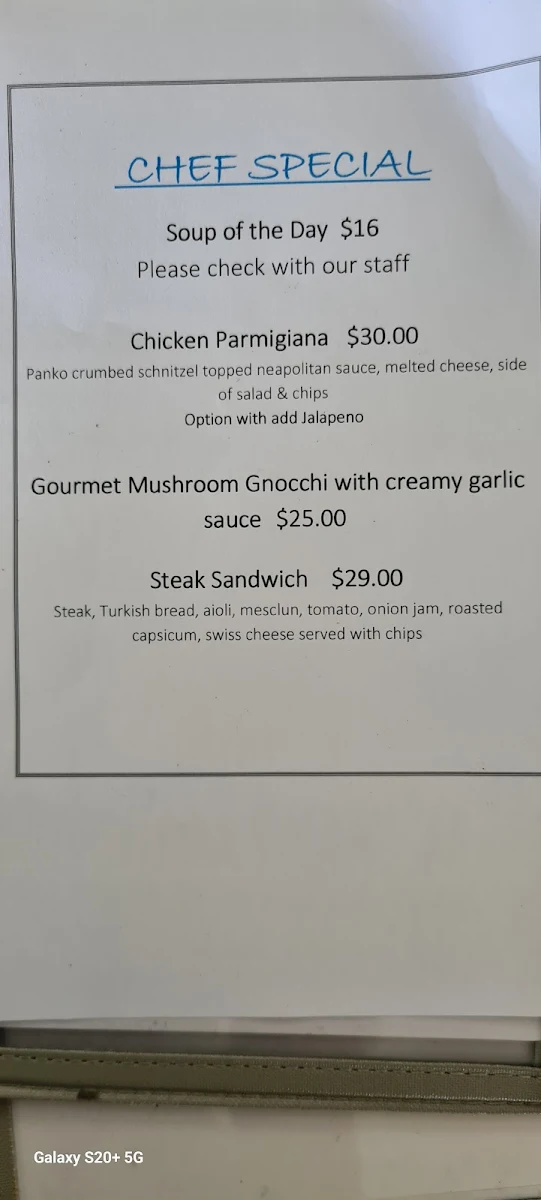 Menu, Walters River Café