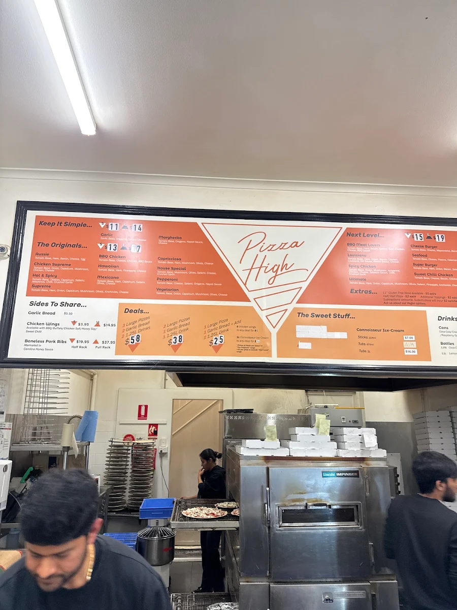 Menu, Pizza High
