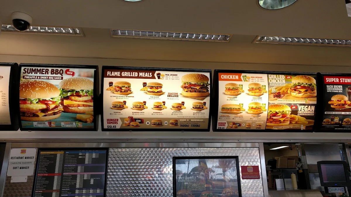Menu, Hungry Jack's Burgers Sheidow Park