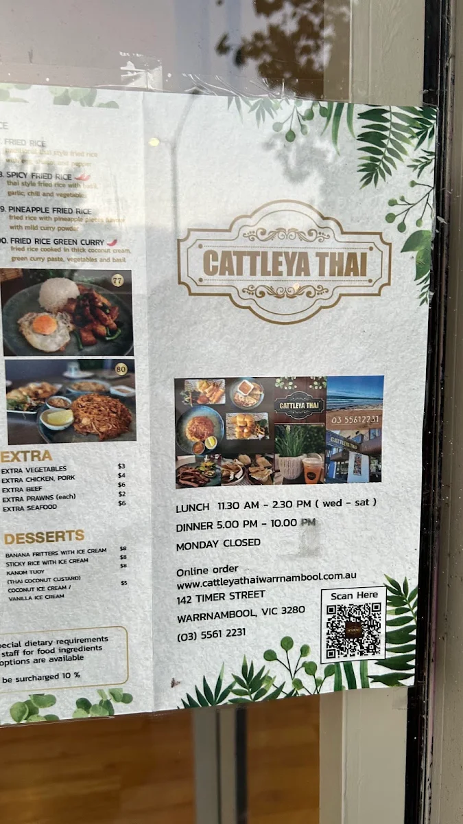 Menu, Cattleya Thai Restaurant