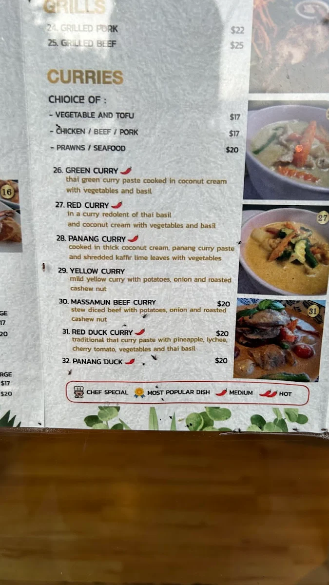 Menu, Cattleya Thai Restaurant
