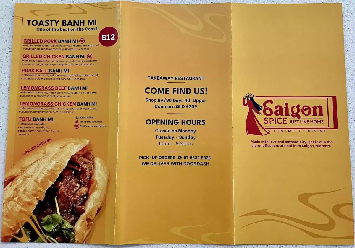 Menu, Little Saigon Upper Coomera
