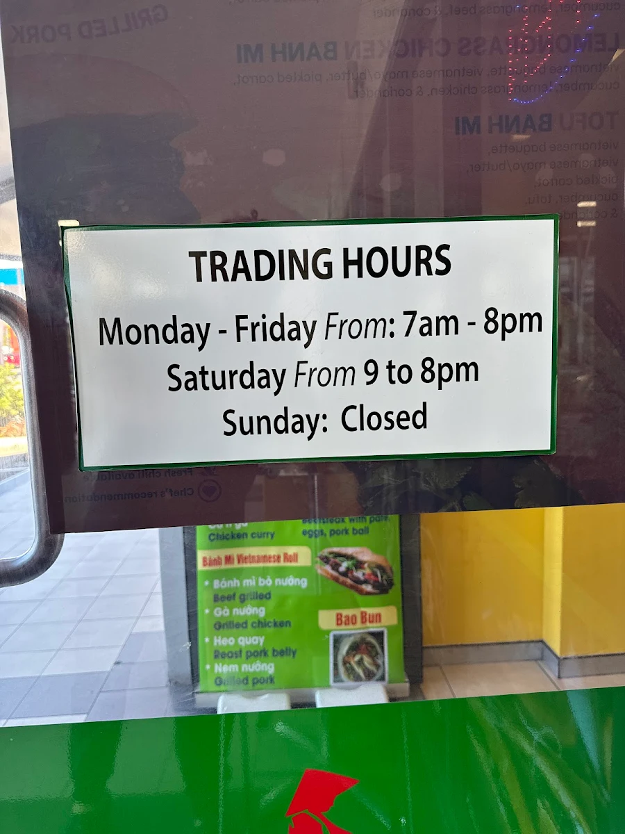Menu, Little Saigon Upper Coomera