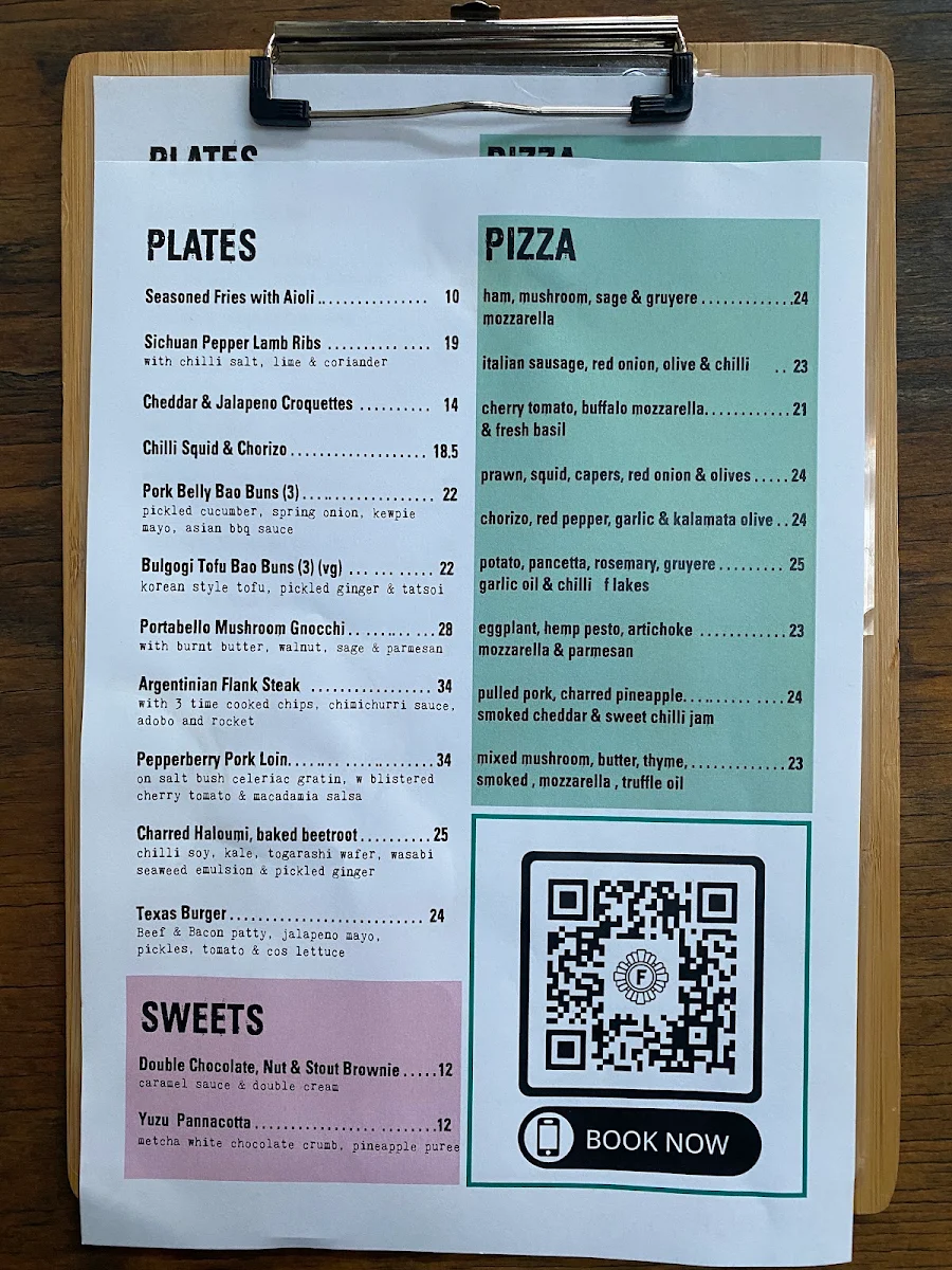 Menu, The Fire Station