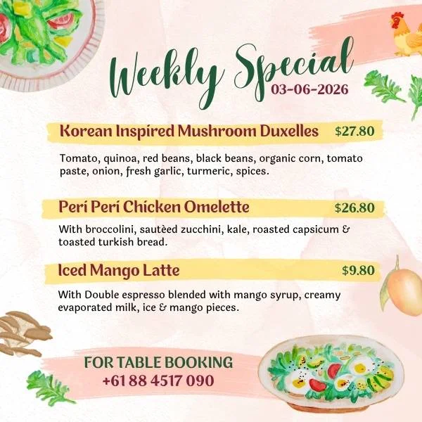 Menu, Half Cup Cafe