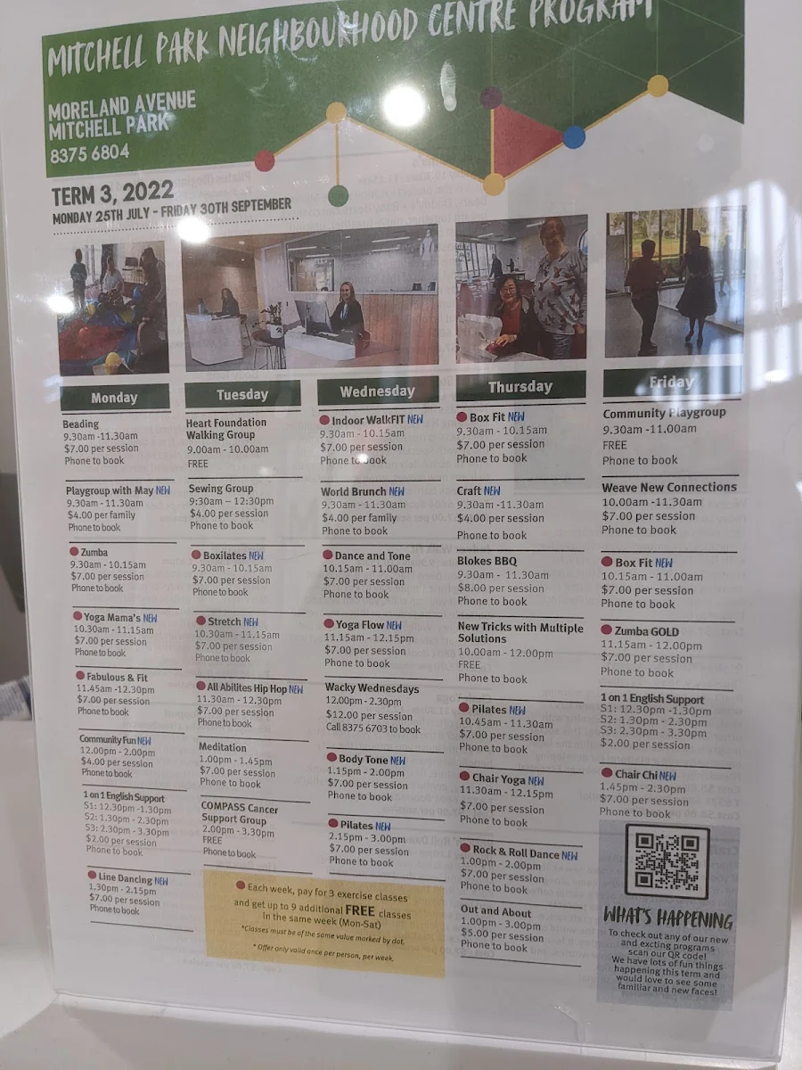 Menu, Mitchell Park Sports and Community Centre