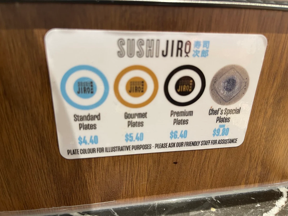 Menu, Sushi Jiro Chermside