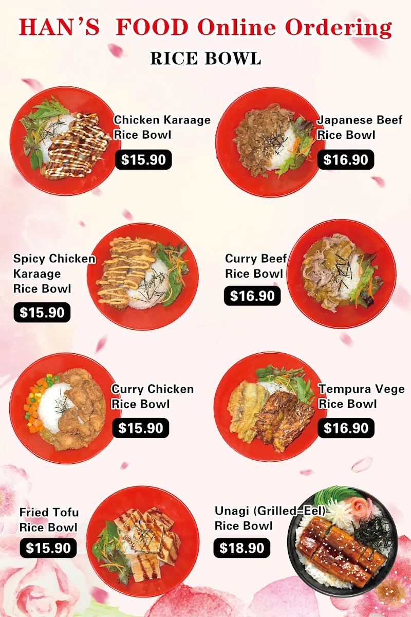 Menu, Han's Sushi Bar