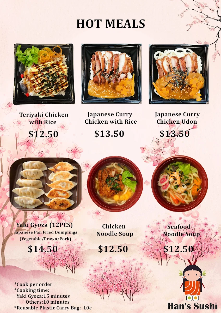 Menu, Han's Sushi Bar