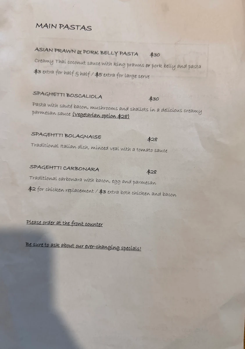 Menu, Jila Gallery Cafe