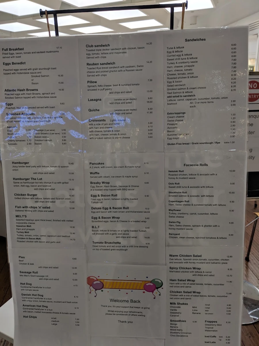 Menu, Cafe Copenhagen