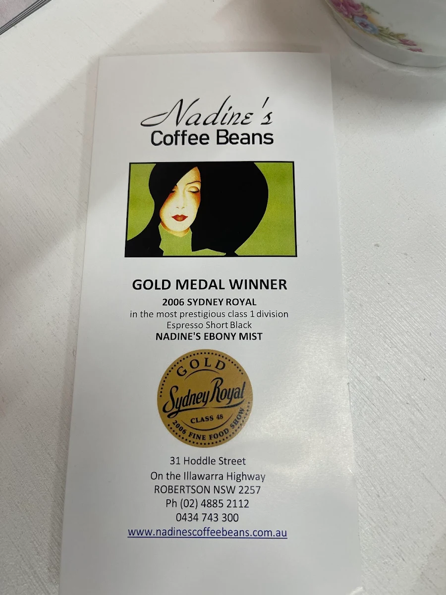 Menu, Nadines Coffee Beans