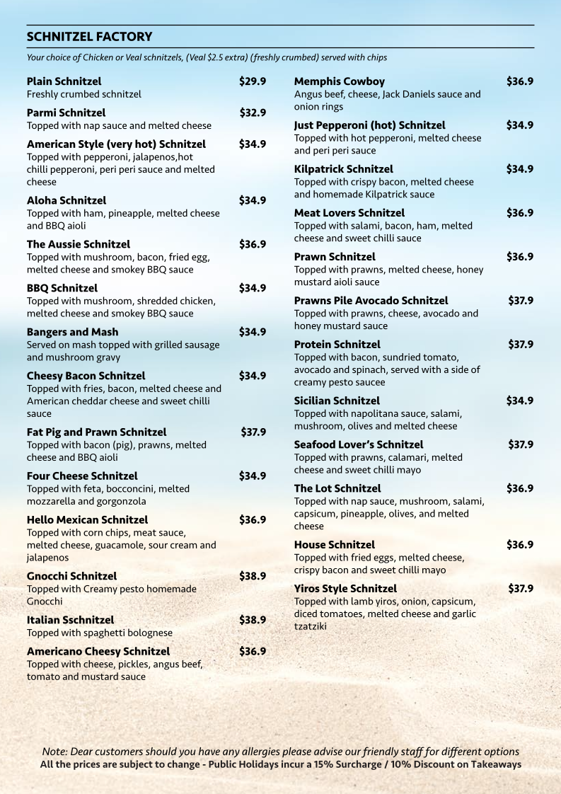 Menu, Sportivo WoodFire Kitchen