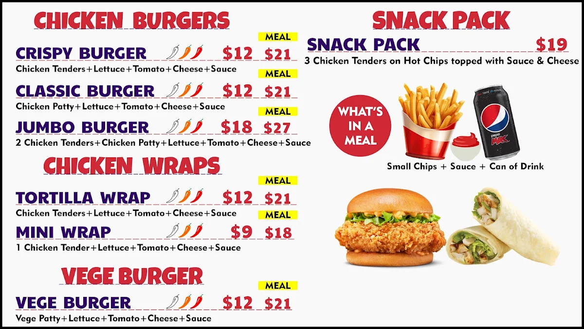 Menu, Broaster Chicken Epping
