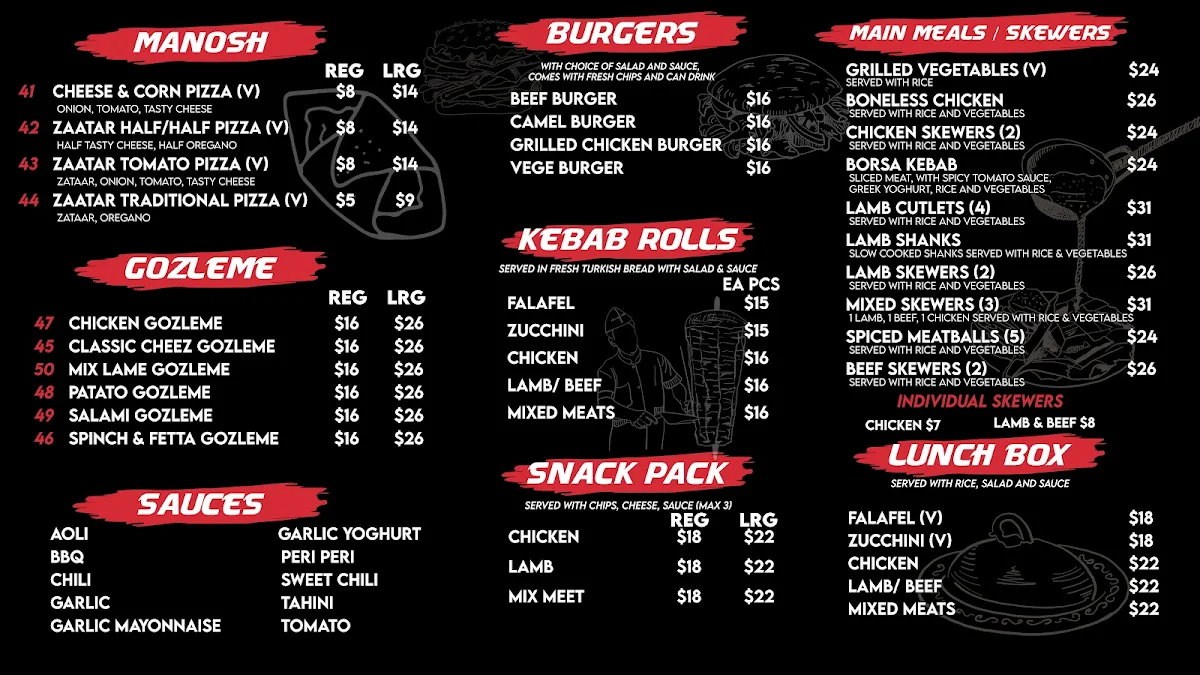 Menu, Star Kebab House Gungahlin