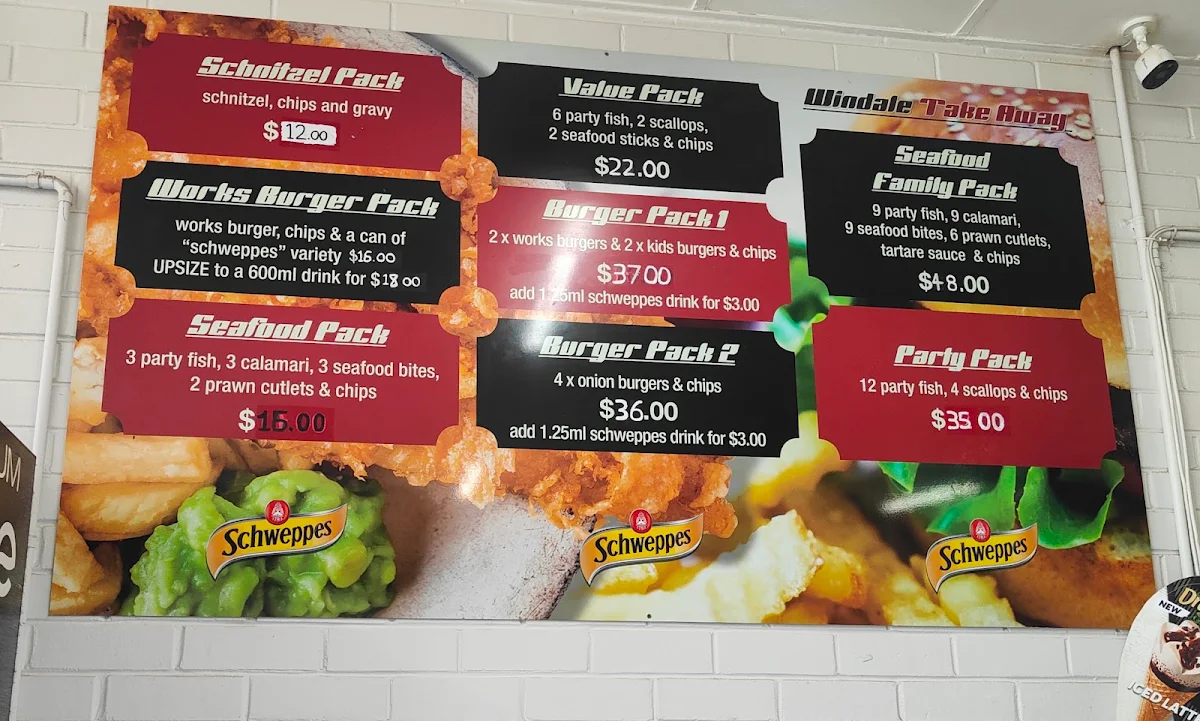 Menu, Windale Takeaway