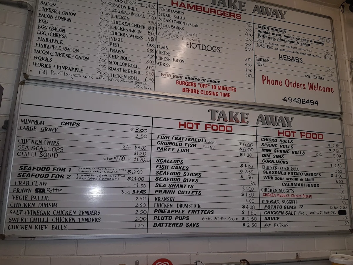 Menu, Windale Takeaway