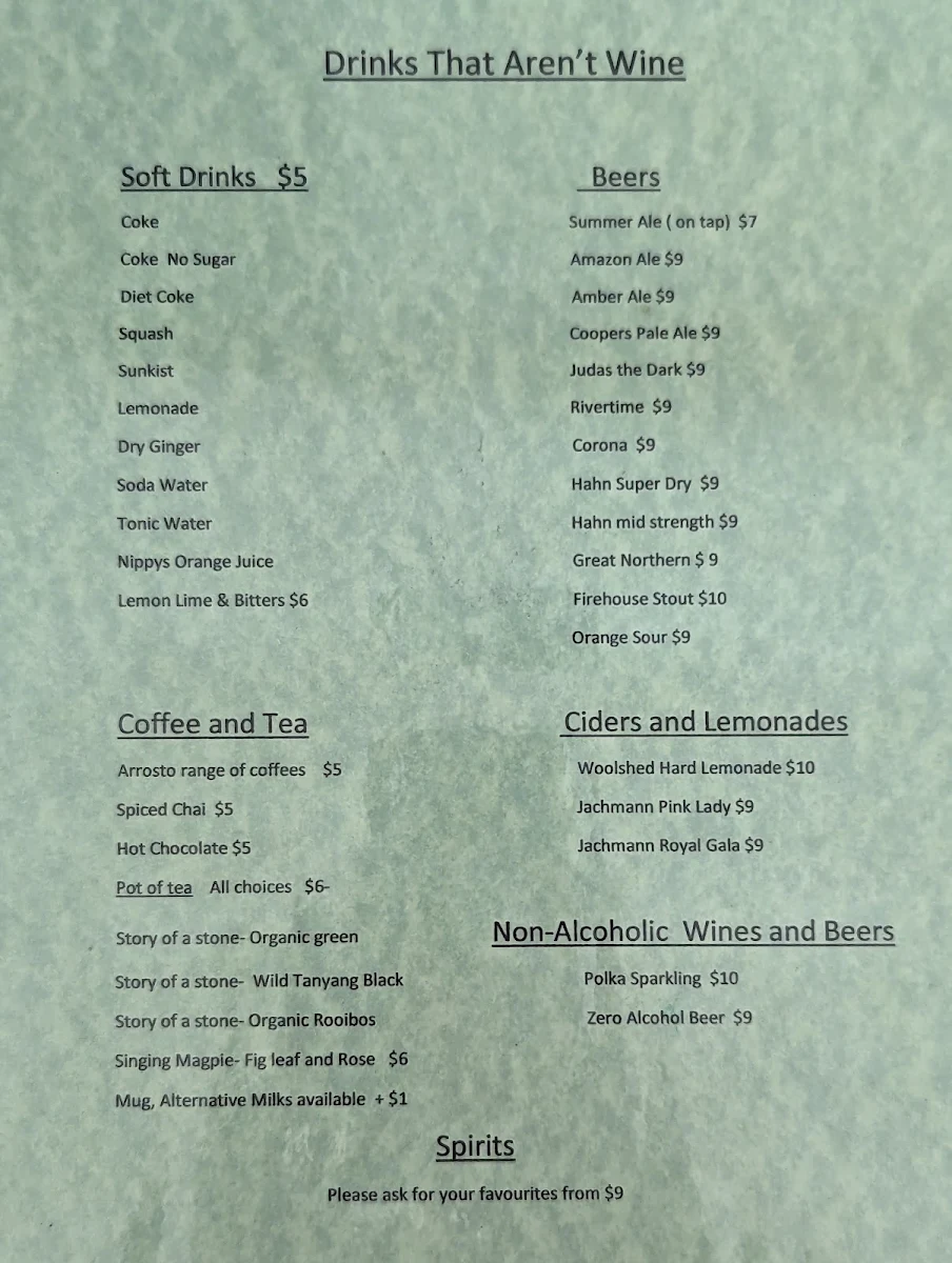Menu, Riverland Wine Centre